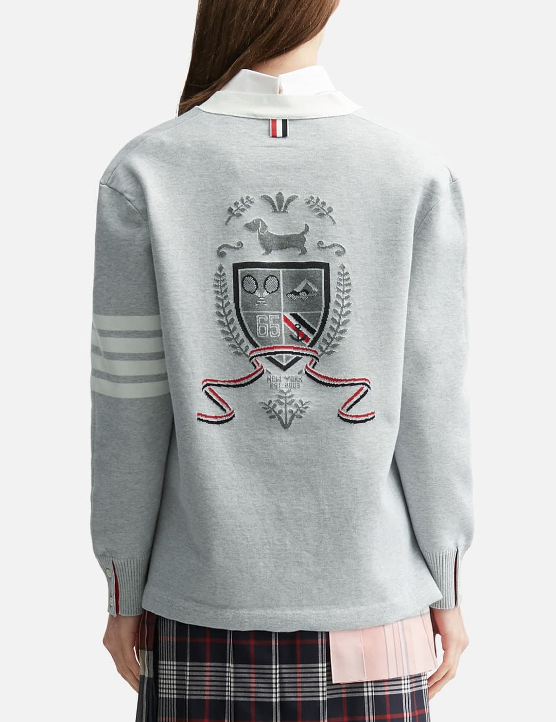 Crest Intarsia Jacquard 4-Bar Rugby Fit Cardigan view 3