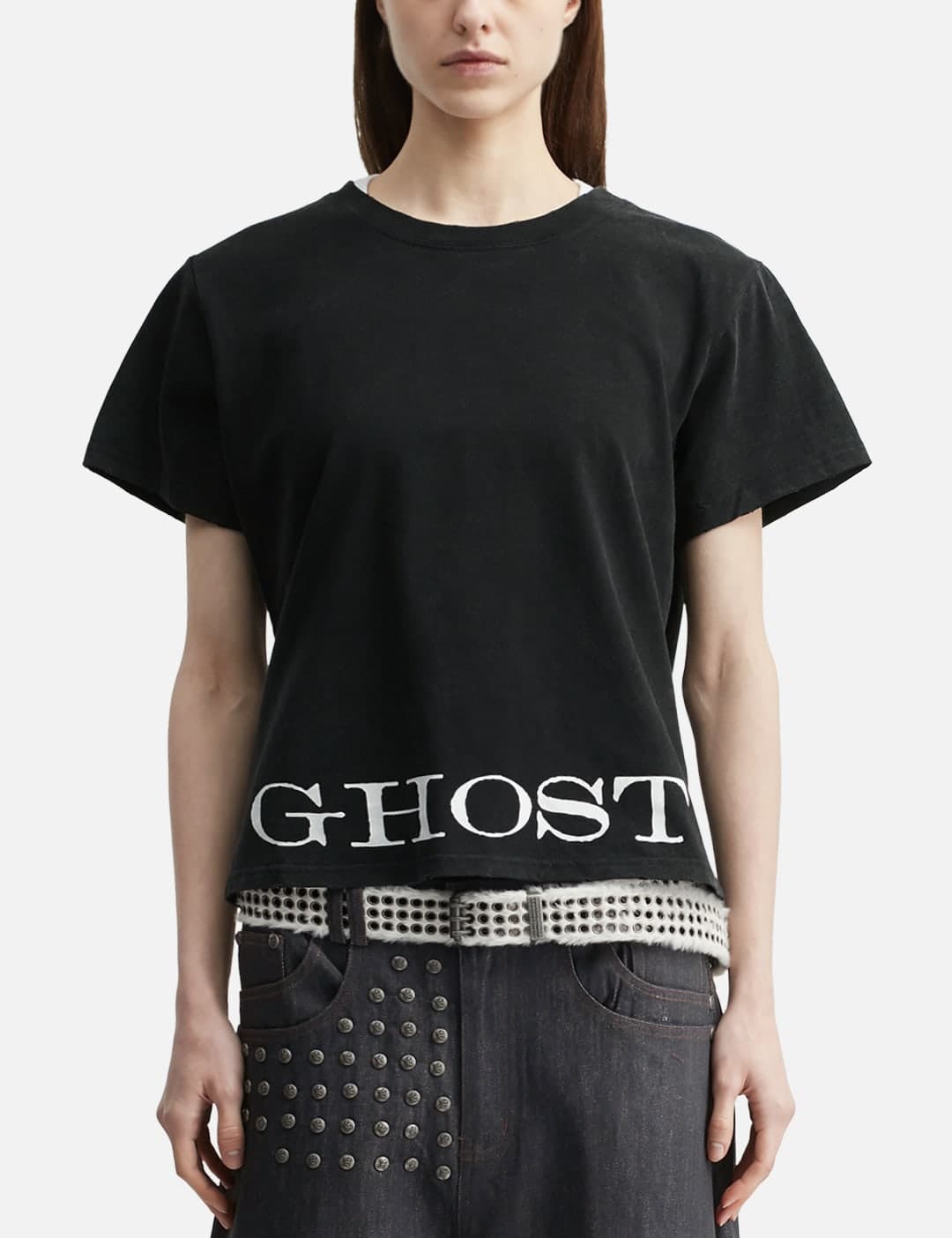 "Caspian" Ghost Fitted T-Shirt In Washed Black view 2