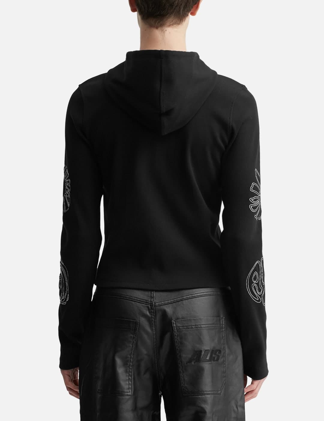 Nortey Rib Jersey Hoodie With Zipper And Embroidery view 5
