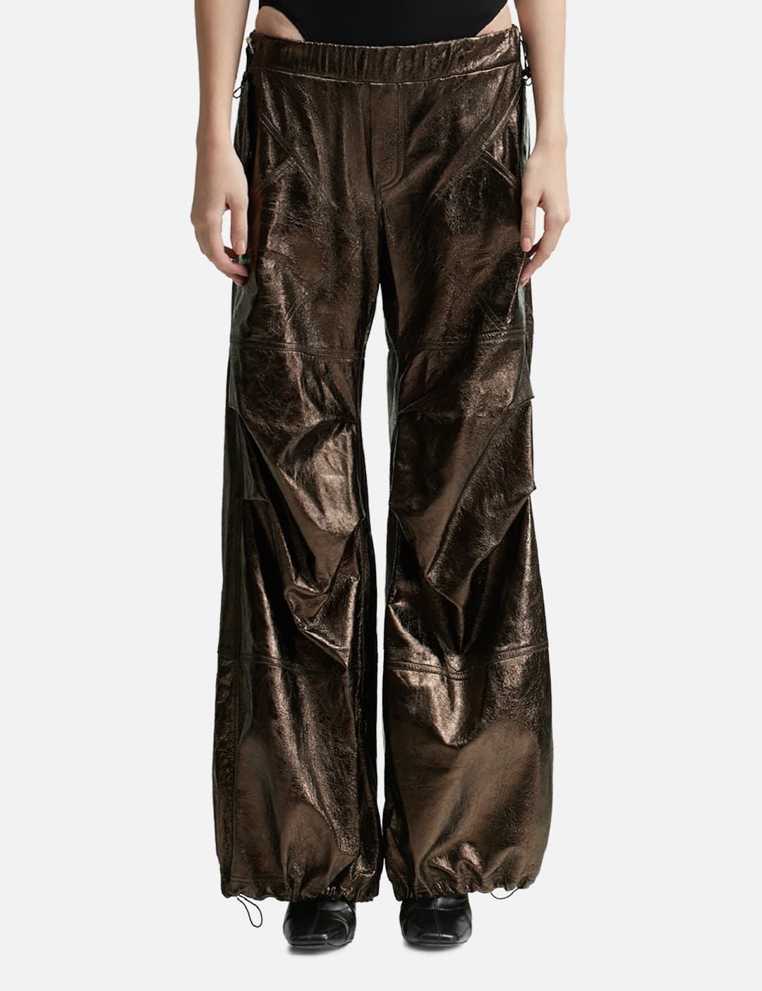 WET LEATHER CARGO PANTS