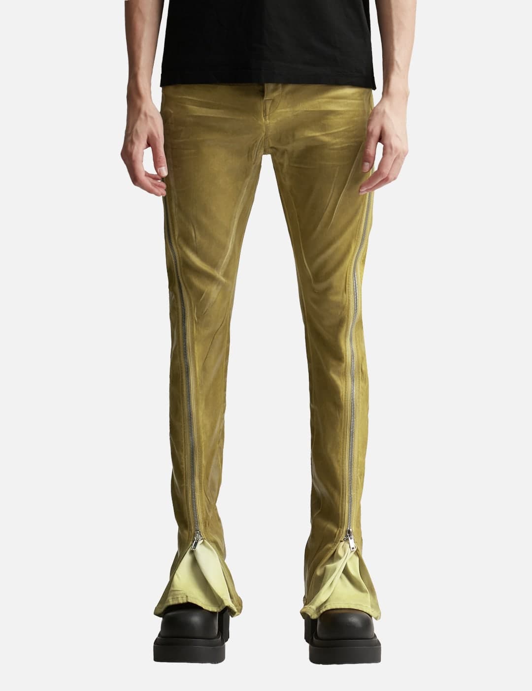 BOLAN BANANA IN OCHRE FOIL STRETCH DENIM view 3