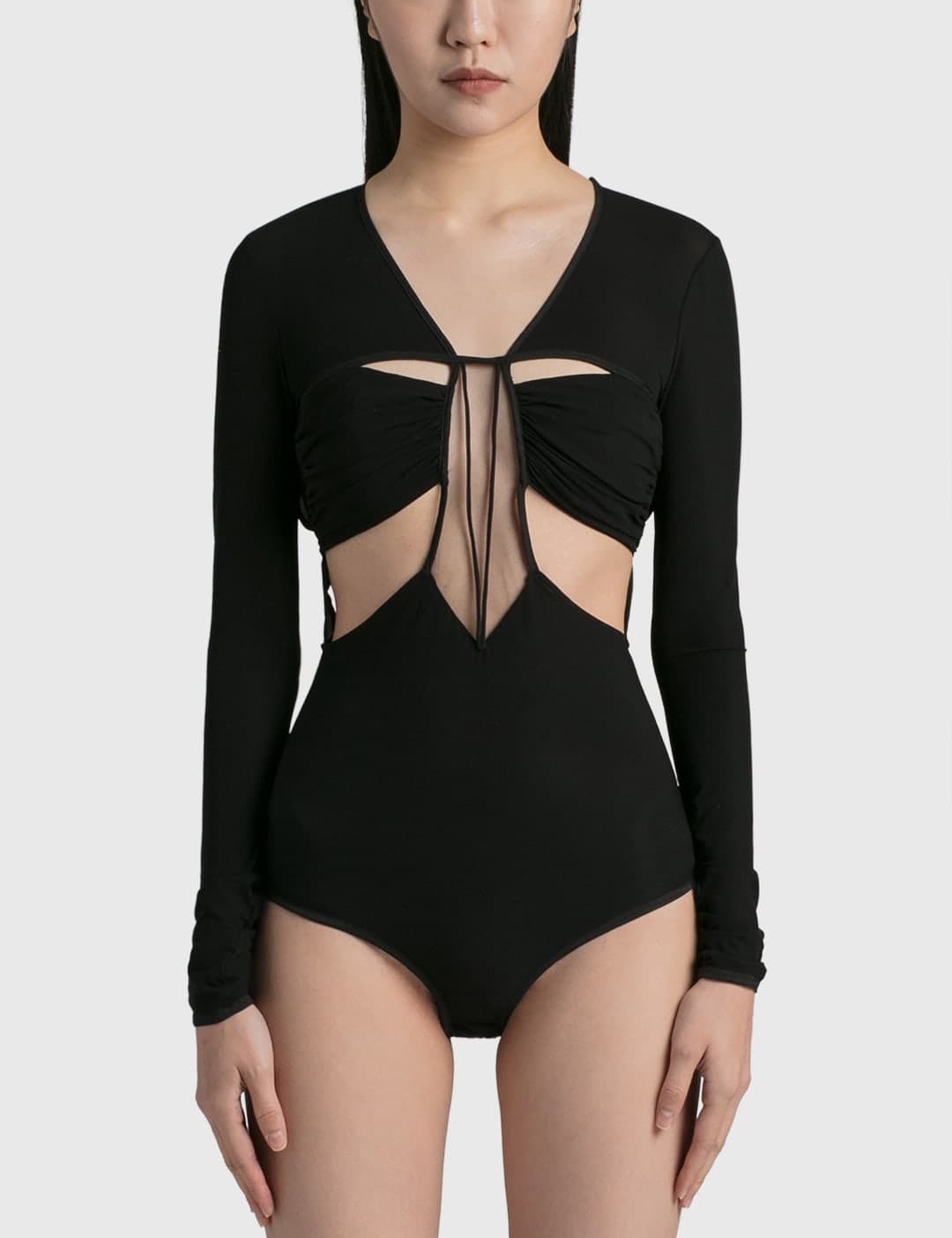 Gathered Bra Long Sleeve Bodysuit