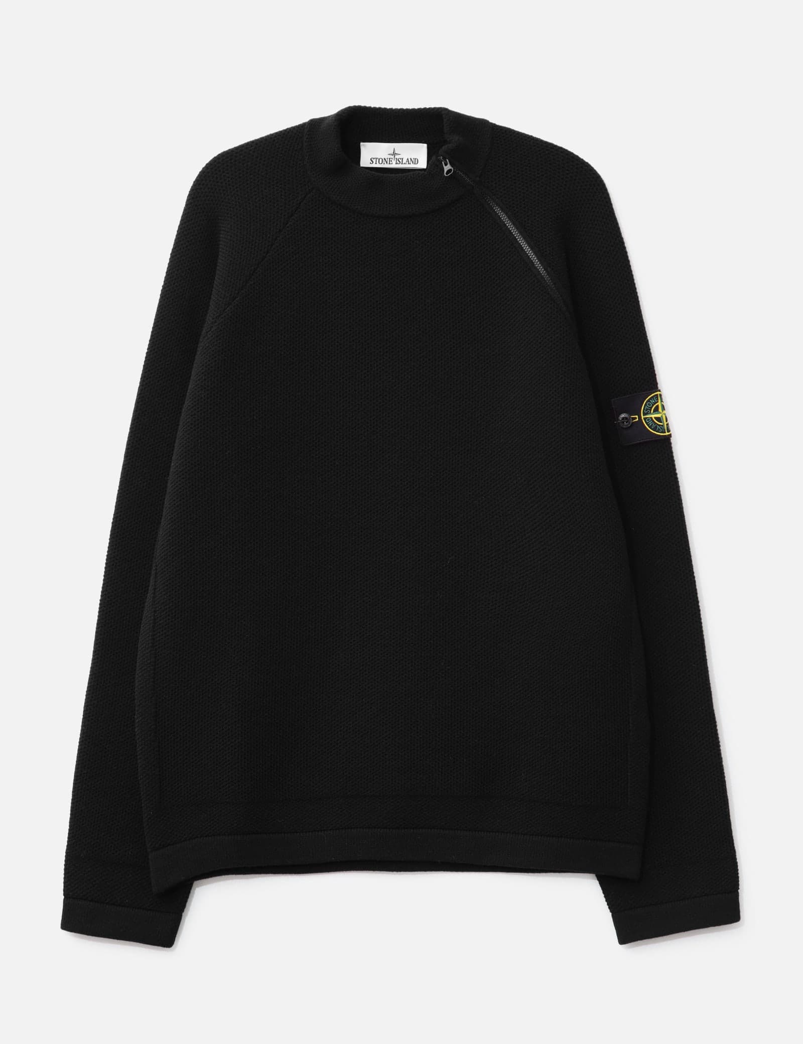 Stretch RWSA Wool Mock Neck Jumper With Diagonal Zip view 1