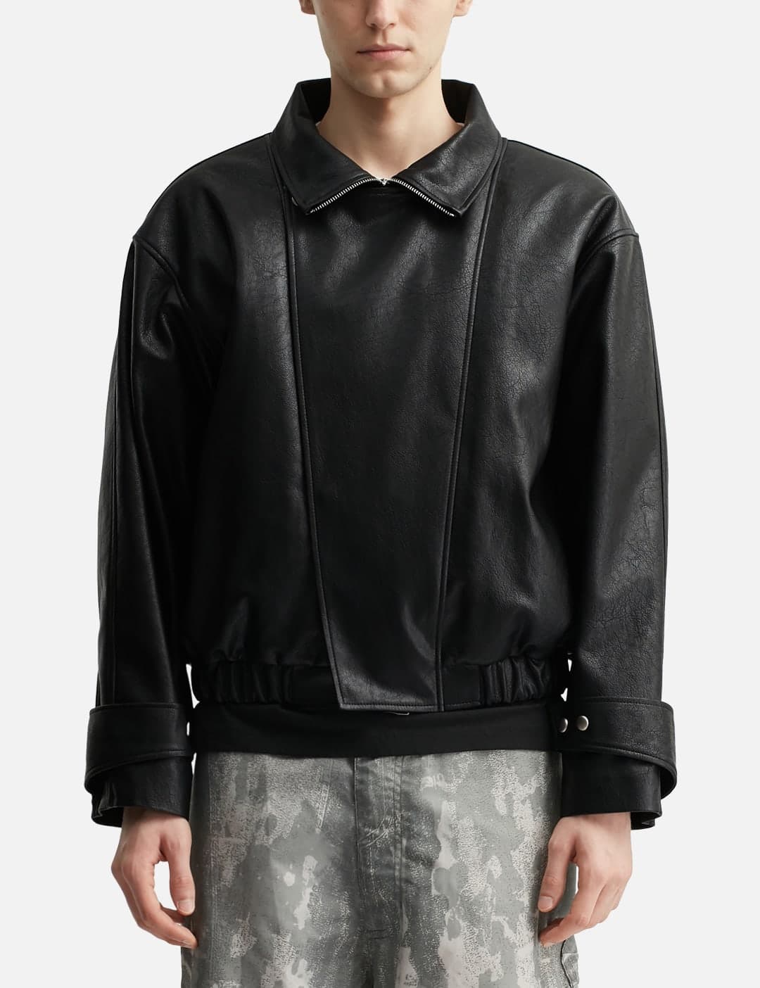 Faux Leather Bomber Jacket view 3