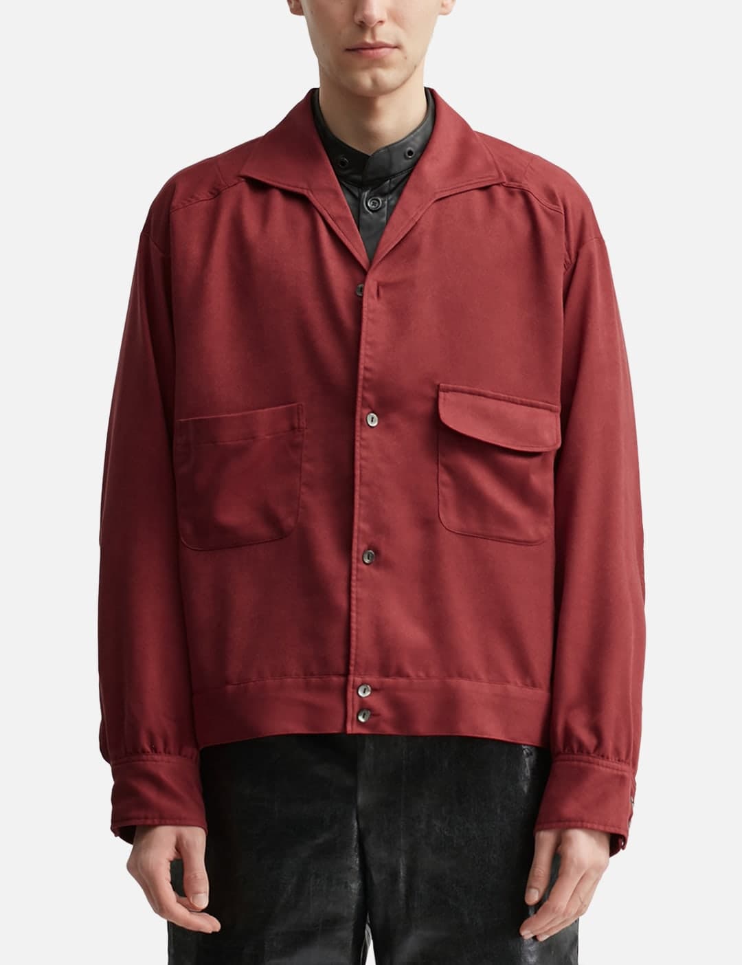 Vegan Suede Open Collar Shirt view 3