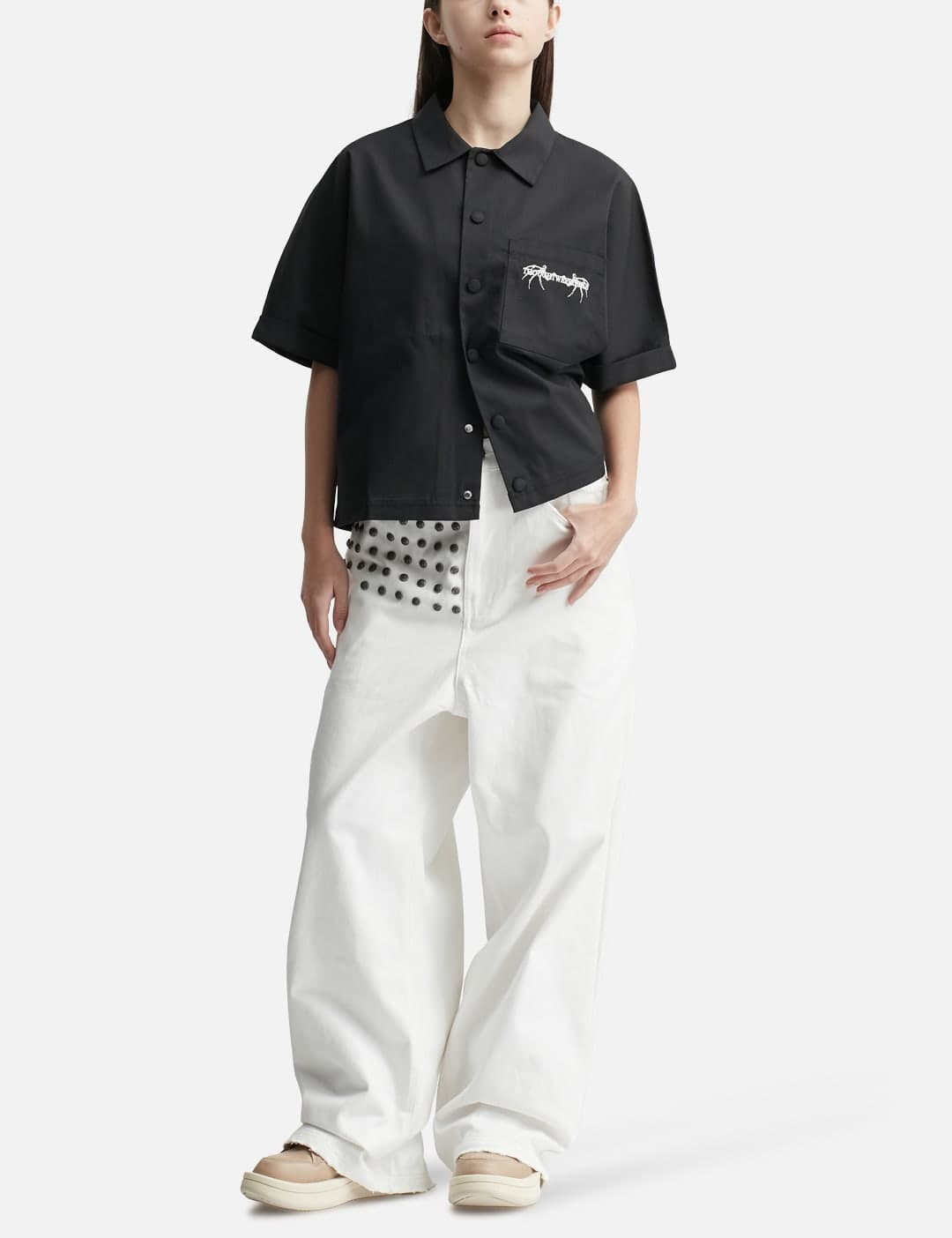 "Devlin" Studded Waxed Baggy Denims view 4