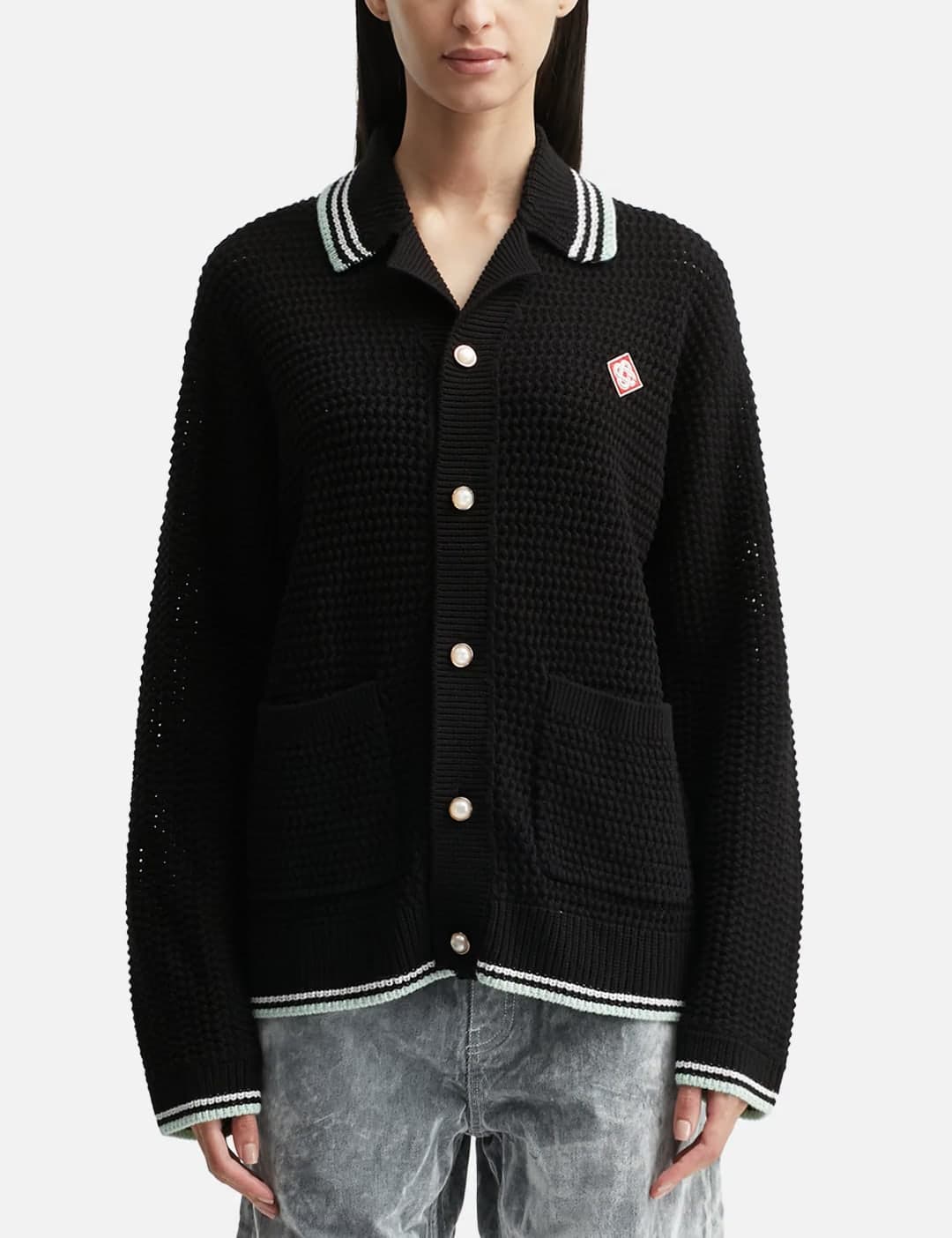 Embroidered Cotton Crochet Long Sleeve Shirt view 1