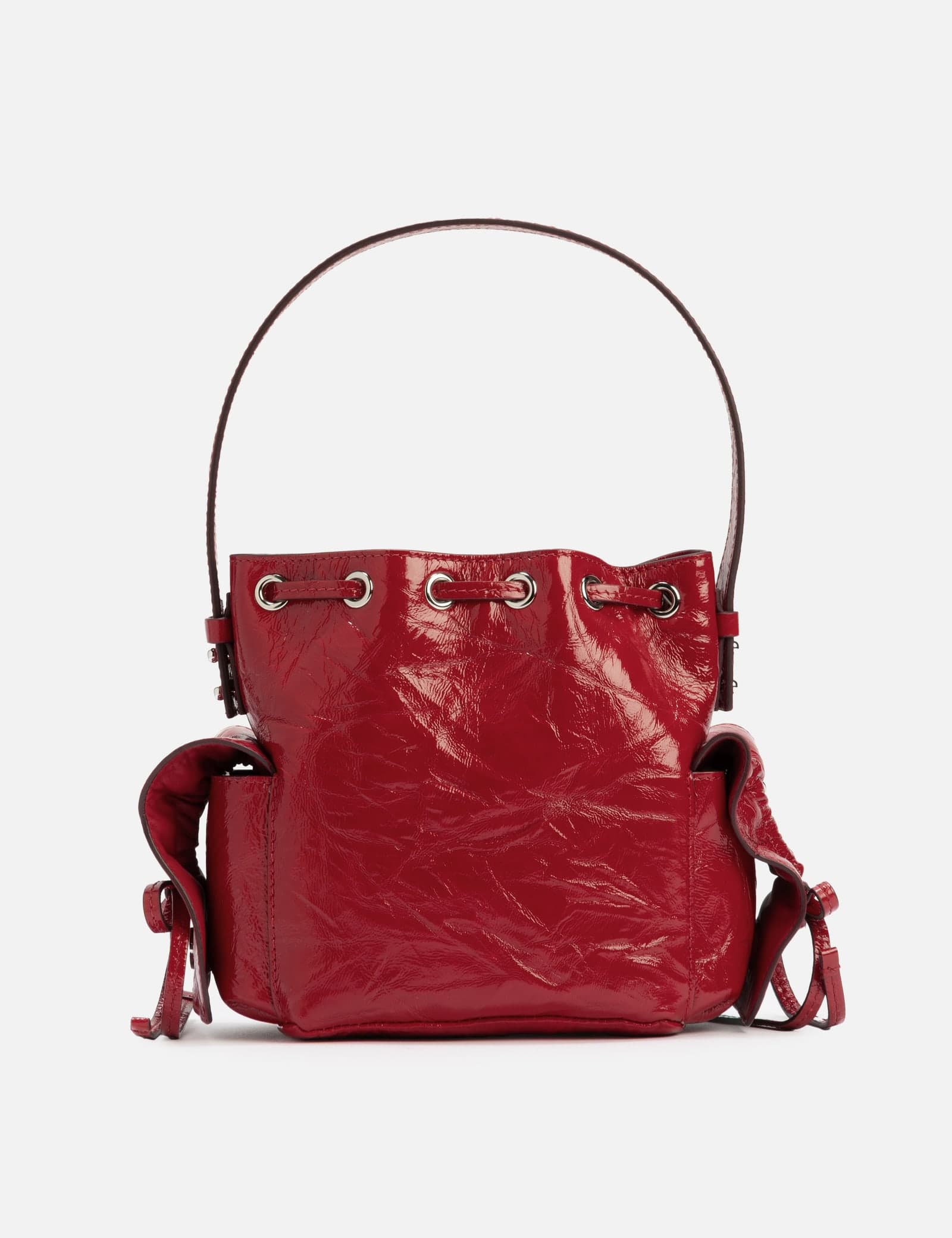 Multipocket Mini Bucket Bag Crinkled Patent view 4