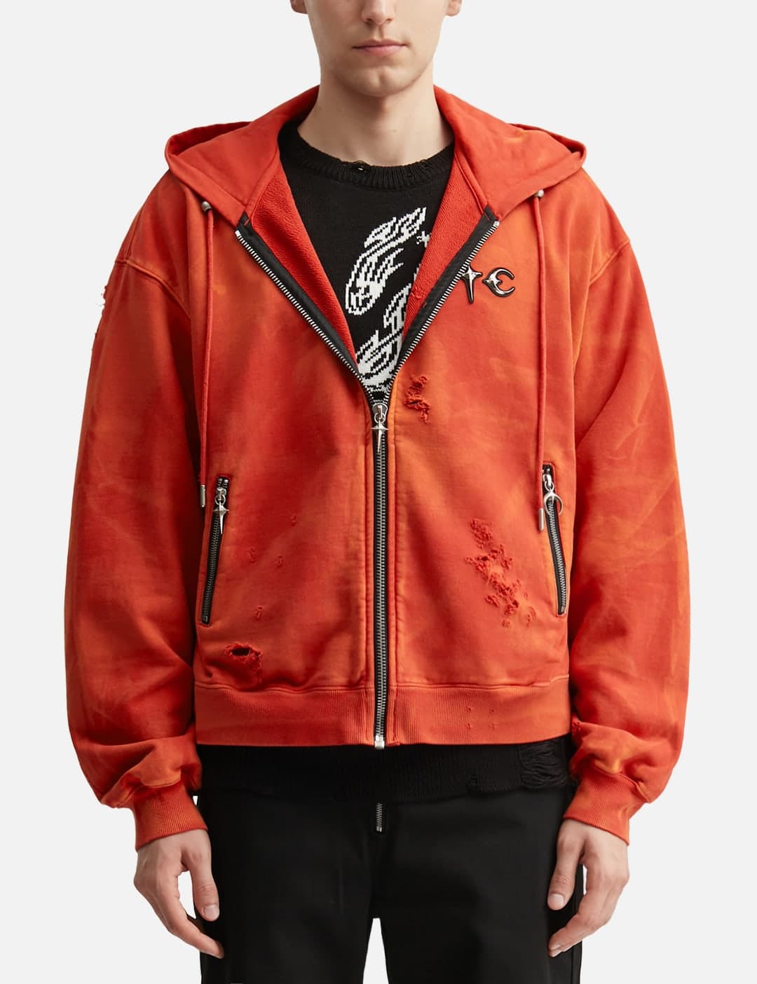 Two Tone Washed Zip-Up Hoodie view 3