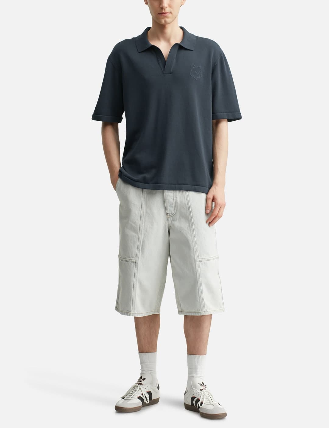 Bold Fox Head Embroidered Knitted Polo view 3