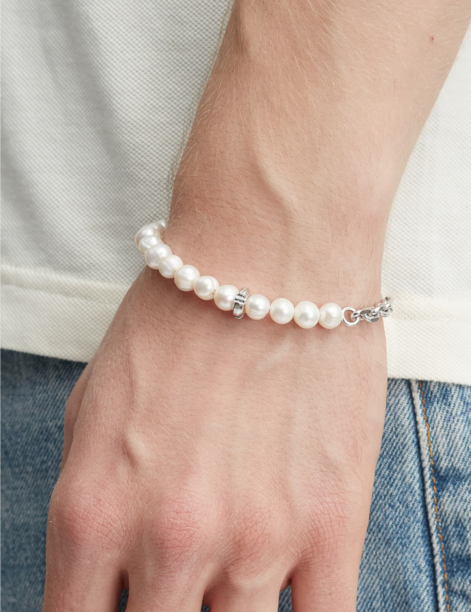 Chuck Nut W/ Freshwater Pearls Chain Bracelet view 3