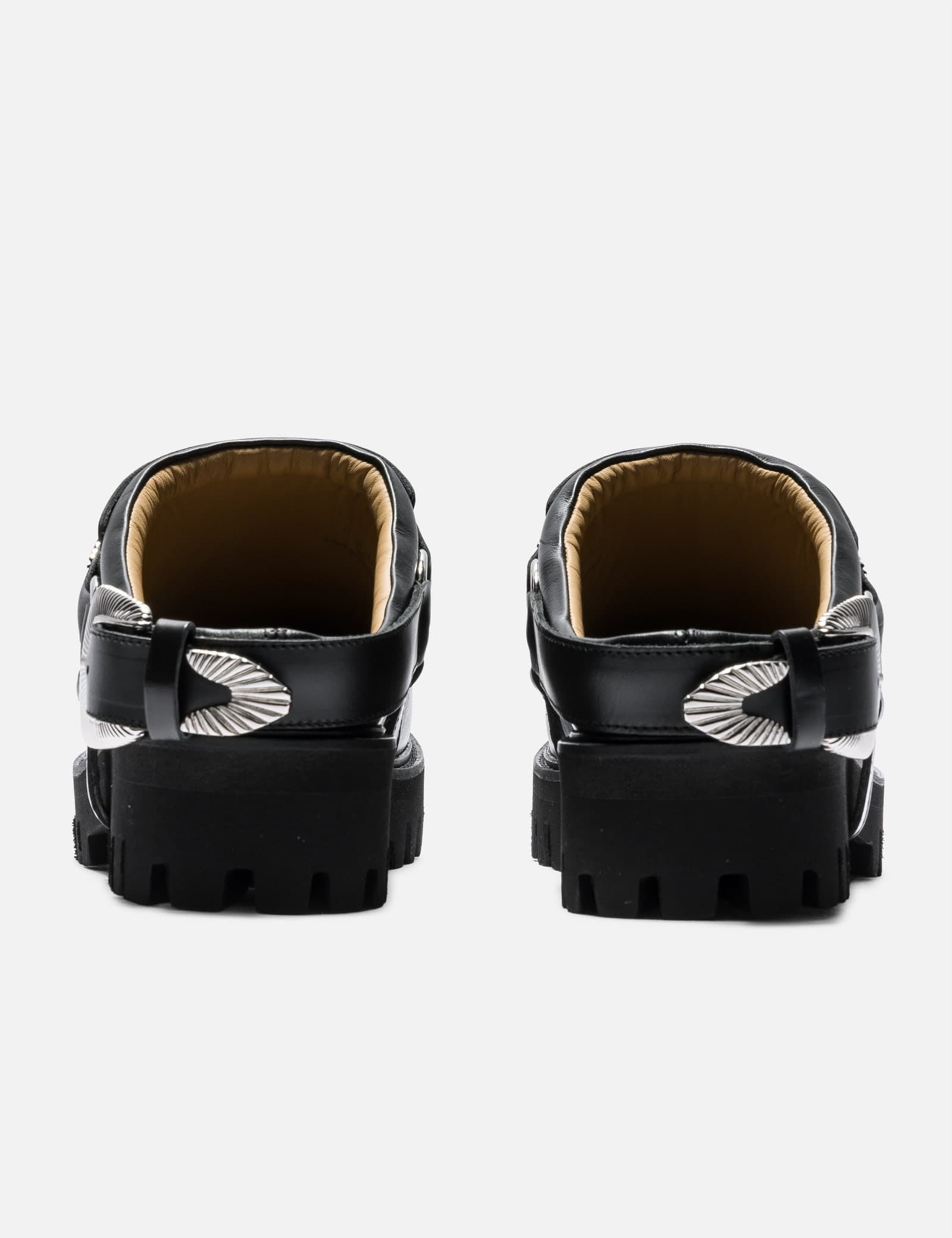 Black Leather Mules view 2