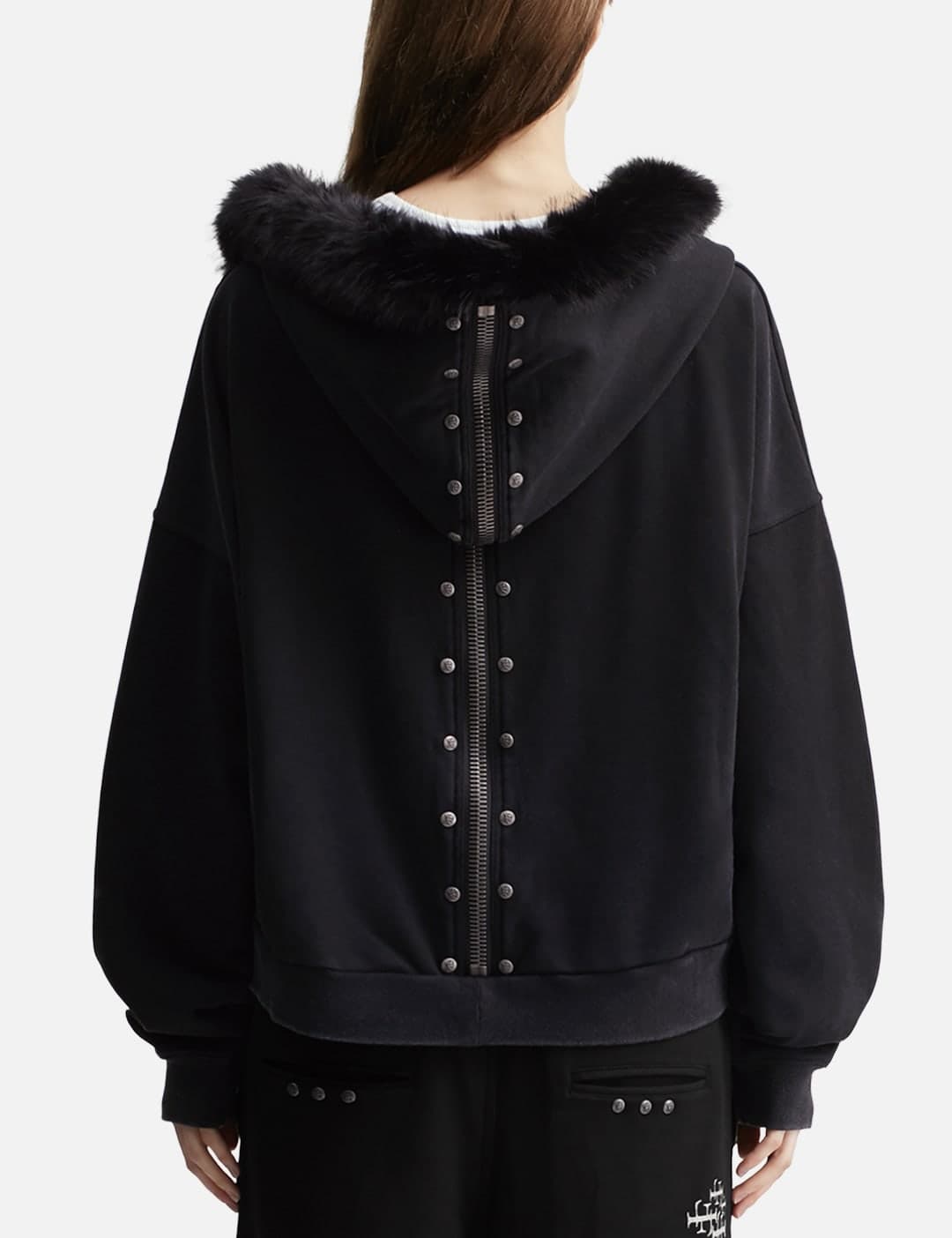 "Nyra" Zip-Up Hoodie With Detachable Fur Trim Hood view 6