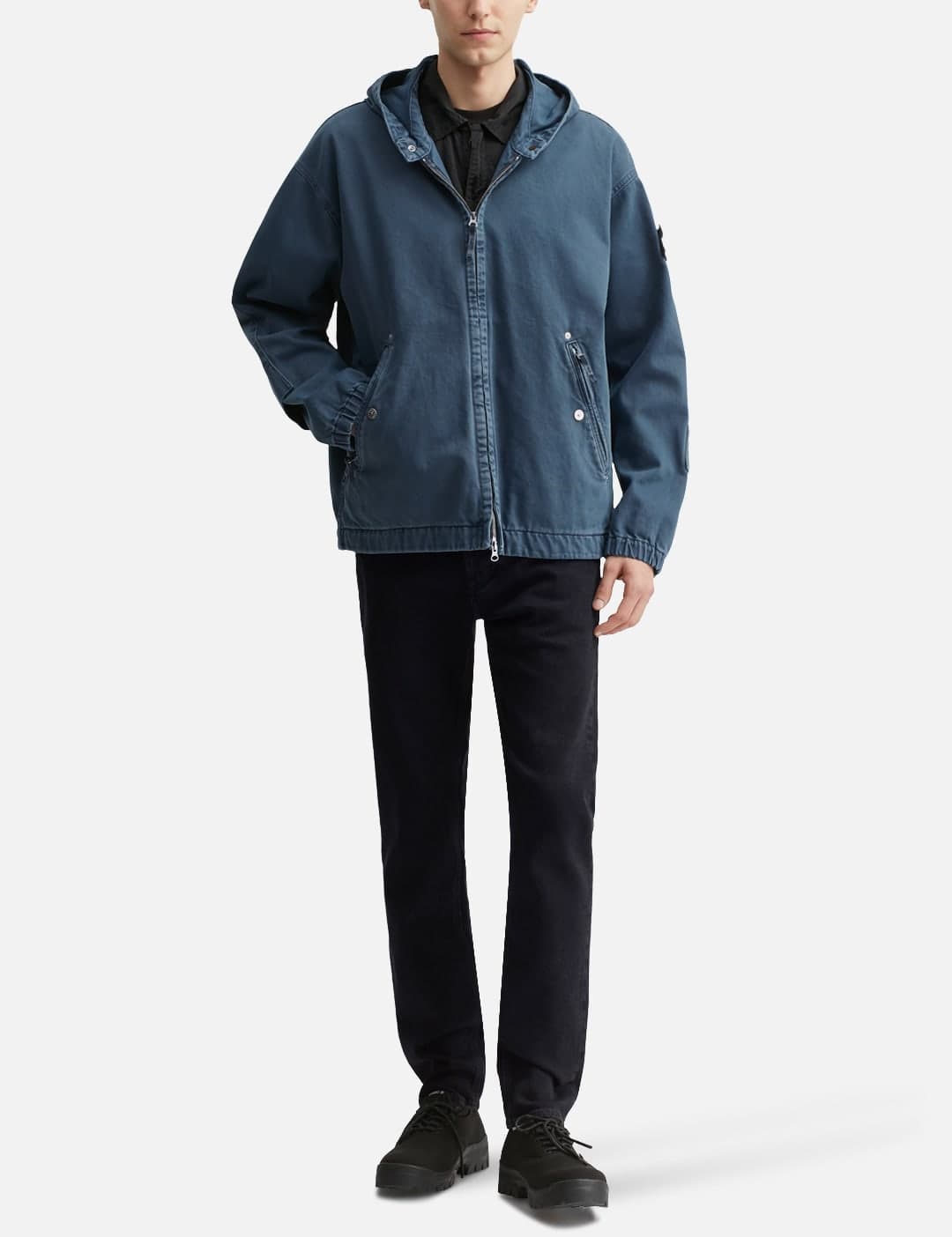 Stretch Black Denim-Rinsed Slim Fit Five-Pocket Jeans view 5
