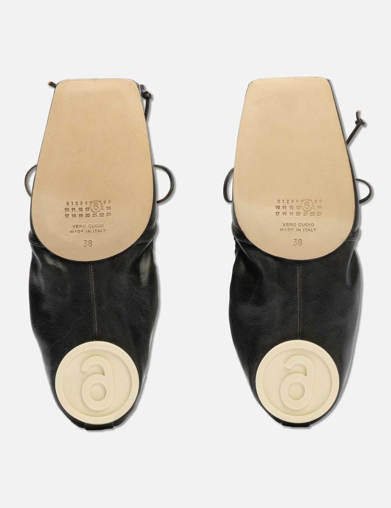 Square-Toe Leather Ballerina Shoes view 3