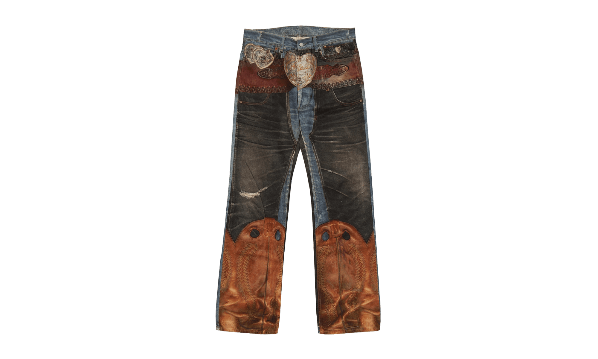 2010M Heart Buckles Trompe L'Oeil Jeans "Blue" BK0704AIL
