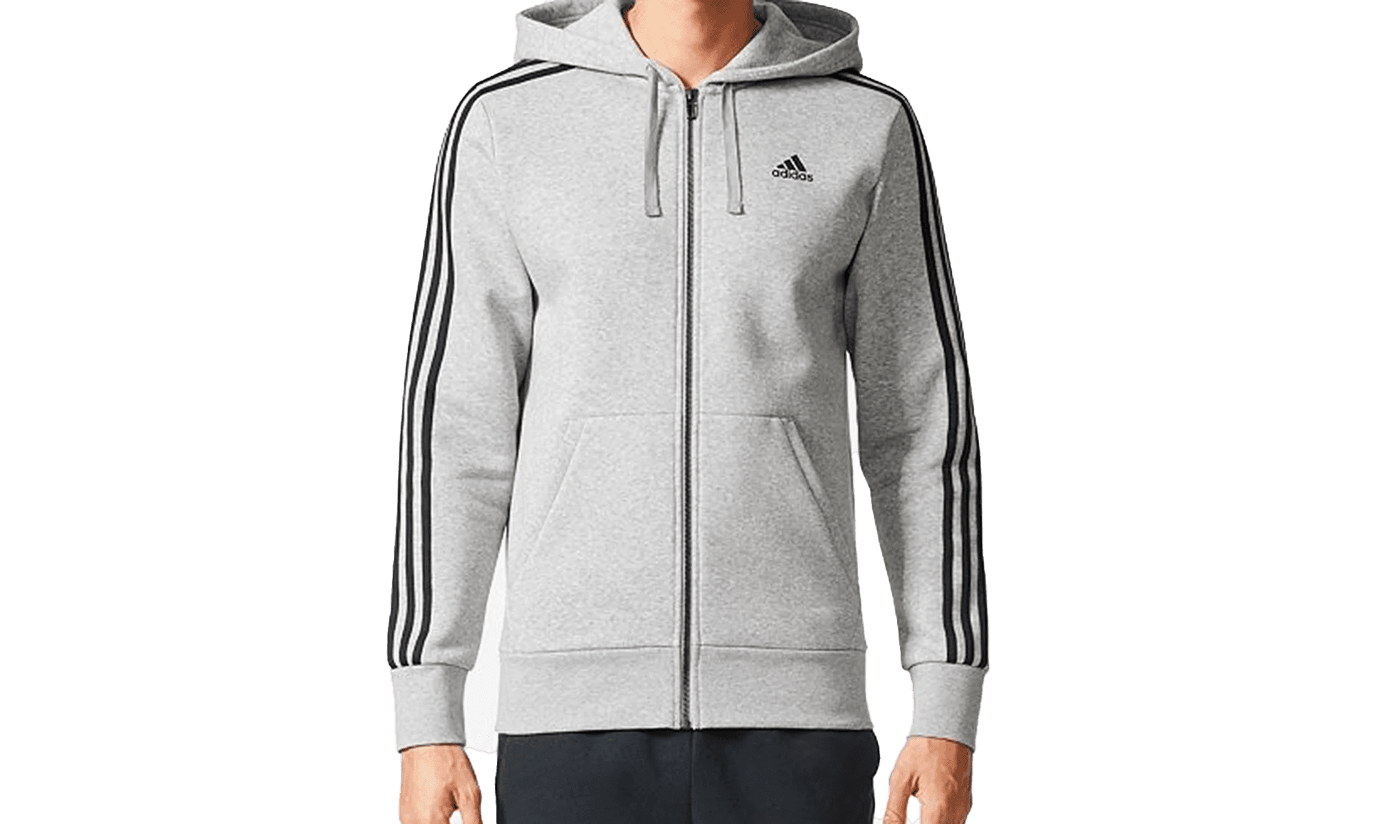 3 Stripes Big And Tall Essential Hoodie "Medium Grey Heather / Black" BR3222