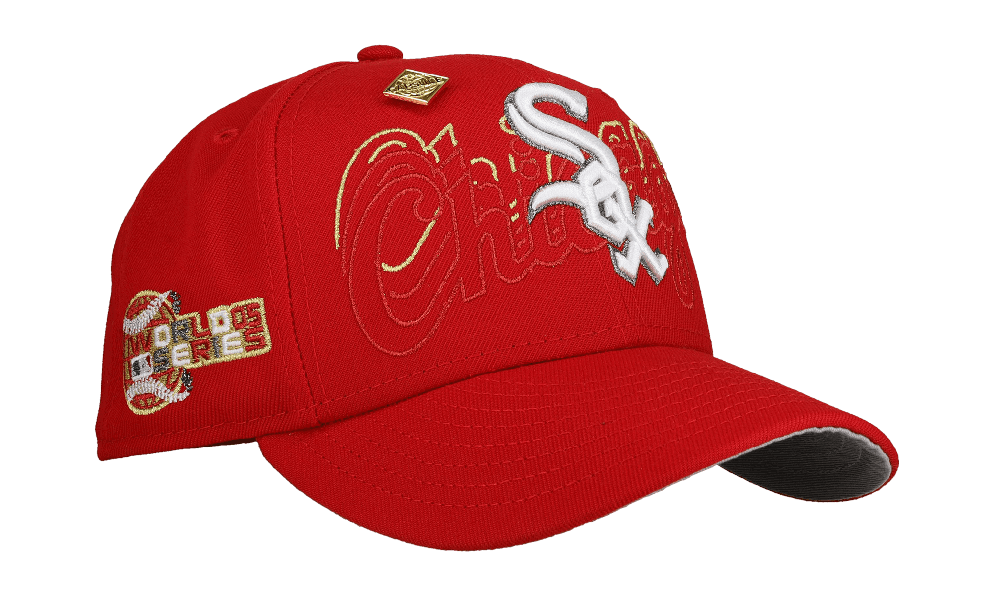 59FIFTY Chicago White Sox 2005 World Series Fitted Hat "Red Chicago Script" NE452
