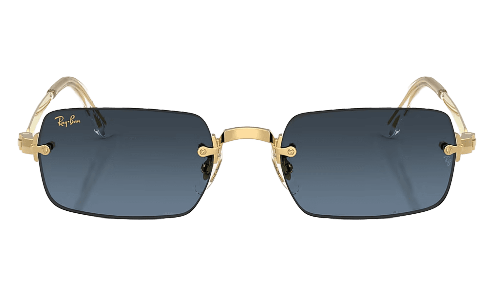 A$AP Rocky x Ray-Ban Rimless Square Glasses "Polished Arista Gold - Blue Gradient Dark Grey" 0RB3928 001/S2