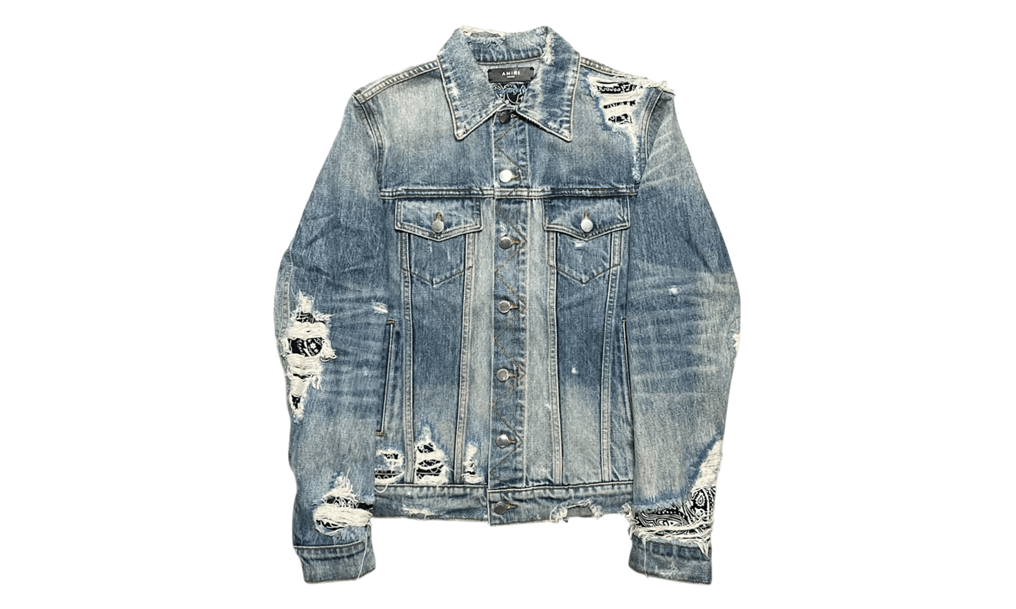 Bandana Distressed Denim Jacket "Indigo Black" ABBDJB