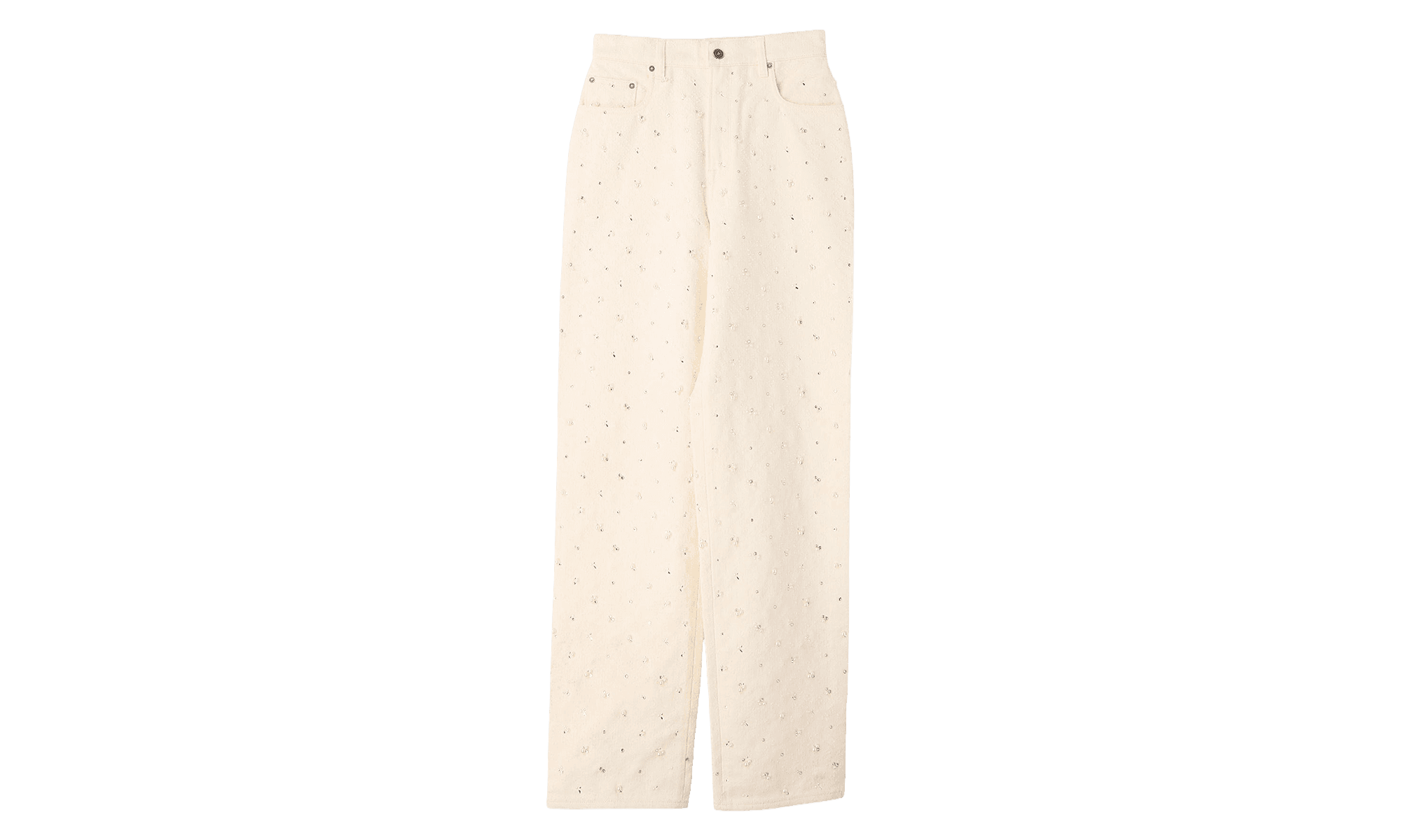 Straight-Leg Embellished Jeans WMNS "Worn-Effect White" GWP00844.P000840.10190